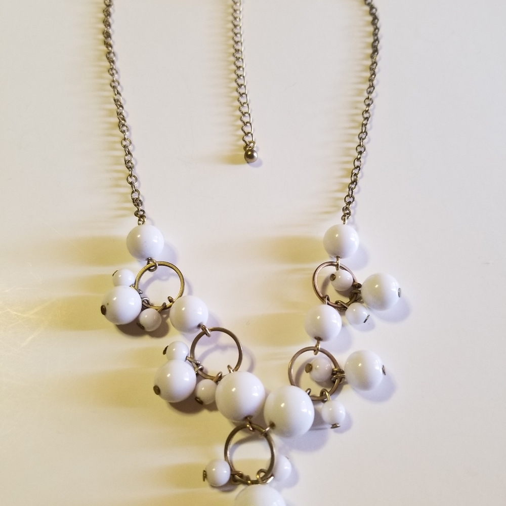 Gold Necklace White Beads